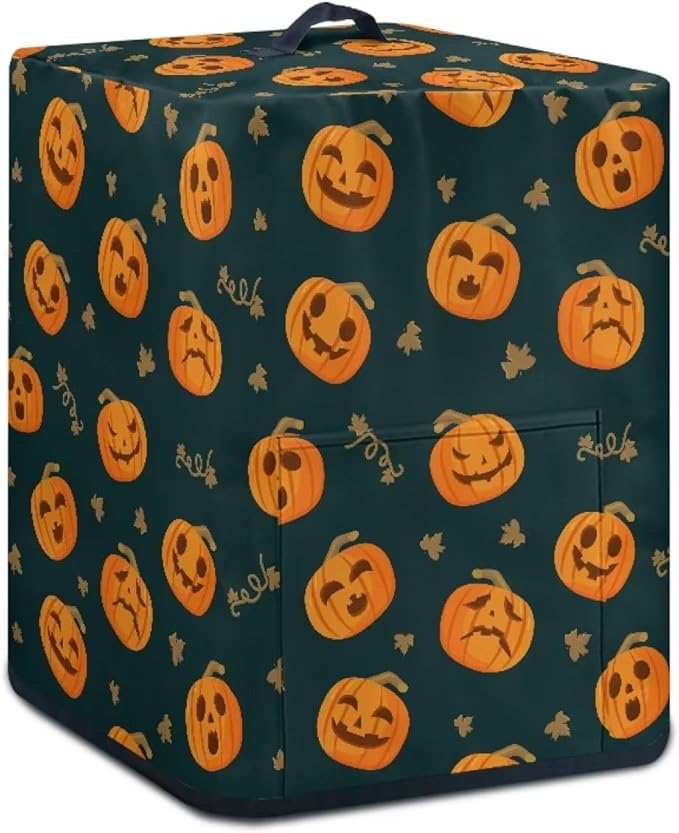 Air Fryer Cover Dust-Proof Kitchen Appliance Cover with Top Handle and Pockets Keep Kitchen Appliance Clean Washable Halloween Decoration, Funny Pumpkin