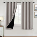 H.VERSAILTEX 100% Blackout Curtains for Bedroom Thermal Insulated Blackout Curtains 63 inch Length Heat and Full Light Blocking Curtains for Living Room with Black Liner 2 Panels Set, Warm Taupe