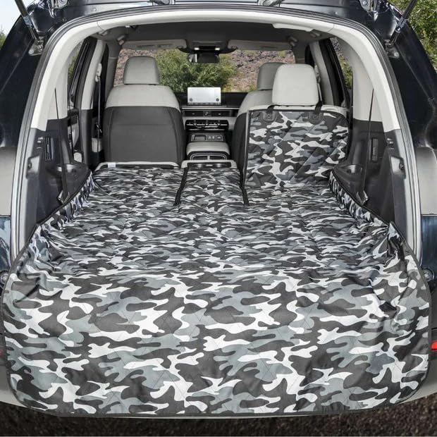 4Knines Split Cargo Liner for SUV – for Dogs & Pets, Heavy-Duty, Waterproof Trunk Mat & Cargo Cover – Fits 60/40 Split Bench & Armrest Pass-Through – Machine Washable, Non-Slip (Extra Large, Camo)