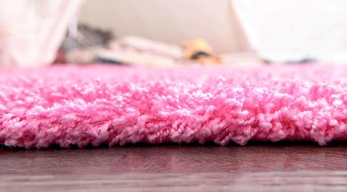 Unique Loom Solid Shag Collection Area Rug (10' x 13' Rectangle, Taffy Pink)