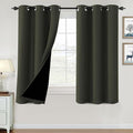 H.VERSAILTEX 100% Blackout Curtains for Bedroom Thermal Insulated Blackout Curtains Heat and Full Light Blocking Curtains for Living Room with Black Liner 2 Panels Set, 42 x 63 Inch, Olive