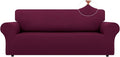 LURKA Stretch Oversized Sofa Slipcovers 1 Piece Couch Covers for 3 Cushion Couch Sofa Furniture Protector Full Sofa Covers with Elastic Bottom for Kids and Pet (X-Large, Wine)
