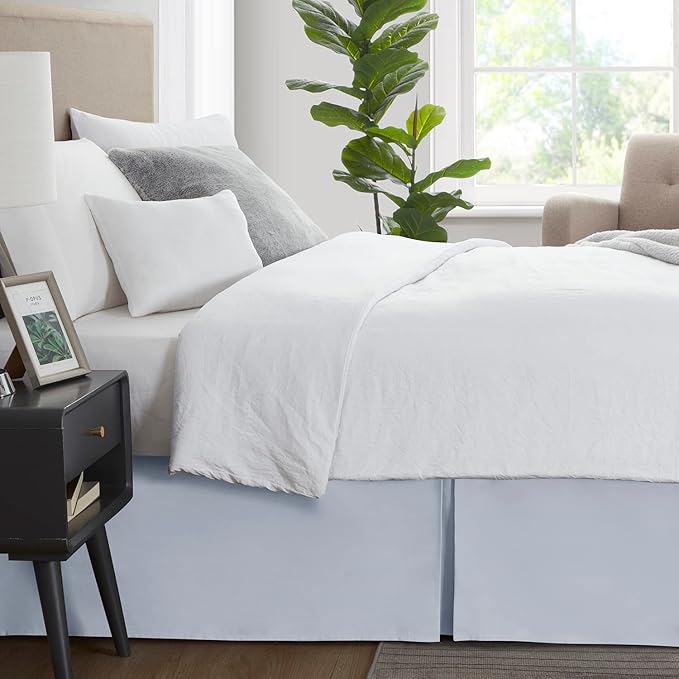 Nestl Ice Blue Bed Skirt Cal King Size - Cal King Bed Skirt 14 Inch Drop - Brushed Microfiber Bed Skirts - Hotel Quality Pleated Bed Skirt - Shrinkage & Fade Resistant