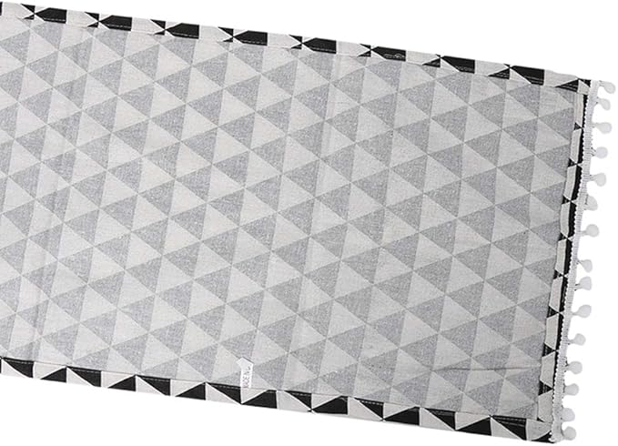 AKOAK 1 Pack 30cm x 90cm/11.81" x 35.43" Household Kitchen Microwave Dust Cover Cotton Linen Oven Cover with Storage Bag Home Decoration Accessories (Black Triangle)