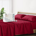 Mayfair Linen 500 Thread Count Split King Sheets Sets for Adjustable Bed - 5 PC Split King Size Bed Sheet Set Cotton (Burgundy), Soft, Cooling, Sateen 16" Deep Pocket Bedsheet (Fits 18" Mattress)