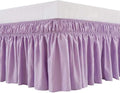 MEILA Wrap Around Bed Skirt Three Fabric Sides Elastic Dust Ruffled 24 Inch Tailored Drop,Easy to Install Fade Resistant-Light Purple, Queen/King