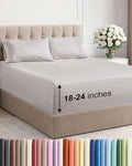Extra Deep Pocket King Sheets - 4 Piece Breathable & Cooling Bed Sheets - Hotel Luxury Bed Sheet Set - Soft, Wrinkle Free & Comfy - Easily Fits Extra Deep Mattresses - Deep Pocket Light Grey Sheets