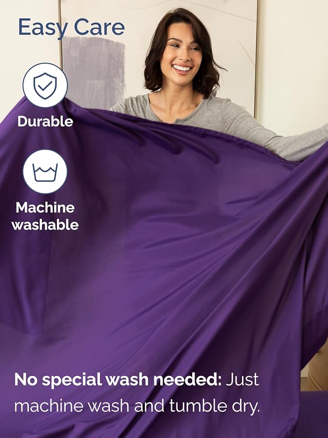 Extra Deep Pocket King Sheets - 4 Piece Breathable & Cooling Bed Sheets - Hotel Luxury Bed Sheet Set - Soft, Wrinkle Free & Comfy - Easily Fits Extra Deep Mattresses - Deep Pocket Purple Sheets Set