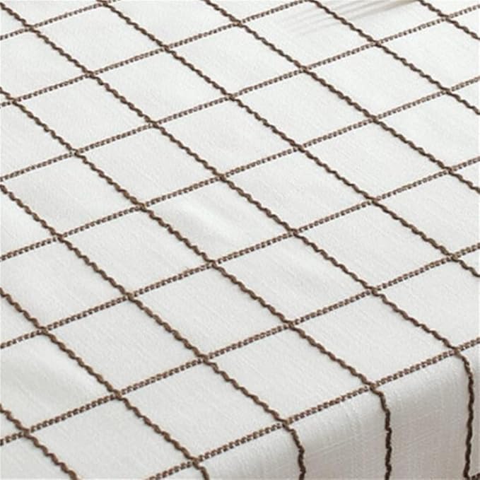 Simple Bedside Table Tassel Cover Cloth, Tablecloth Cover Towel, Suitable for Bedside Table TV Microwave Washing Machine Refrigerator Dust Cover (White Bars, 15.7 * 35.4 inches)