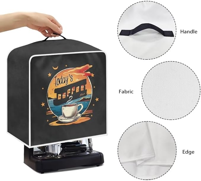Mumeson Coffee Cup Print Coffee Maker Cover, Blender Dust Cover Juice Machine Protector Covers Kitchen Appliance Case Kitchen Tool with Top Handle