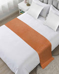 Vintage Orange Linen Burlap Bed Runners for Bedroom Hotel,Decorative Bedding Scarf Farm Fall Thanksgiving Bed End Blanket Bedding Runner Scarves for Twin Size Bed,71x20in