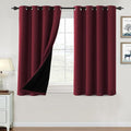 H.VERSAILTEX 100% Blackout Curtains for Bedroom Thermal Insulated Blackout Curtains 45 inch Length Full Light Blocking Curtains for Living Room with Black Liner 2 Panels Set, Burgundy