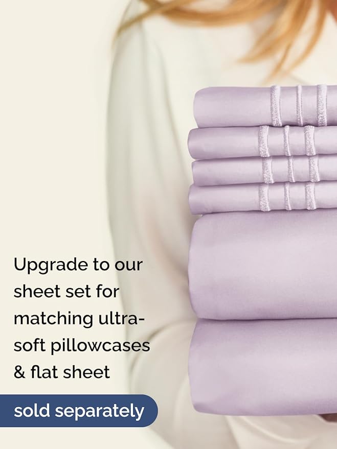 Extra Deep King Fitted Sheet - Hotel Luxury Single Fitted Sheet Only - Easily Fits 18 inch to 24 inch Mattress - Ultra Soft, Wrinkle Free with Extra Deep Pockets - Breathable & Comfy - Light Lavender