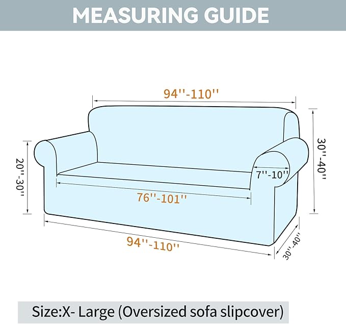 LURKA Stretch Oversized Sofa Slipcovers 1 Piece Couch Covers for 3 Cushion Couch Sofa Furniture Protector Full Sofa Covers with Elastic Bottom for Kids and Pet (Champagne, X-Large)