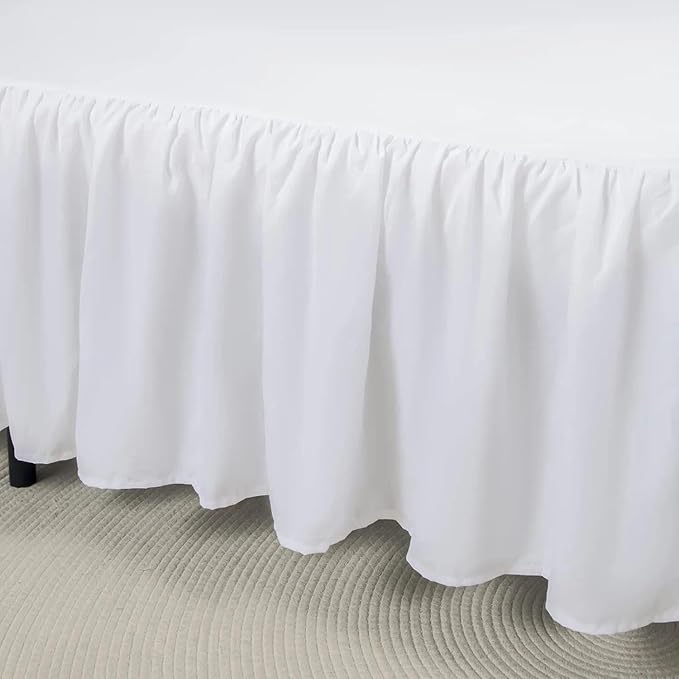 Bed Skirt Full Size Ruffled Bed Skirts with Split Corners, 15 Inch Drop Dust Ruffle Bed Skirt with Platform, White