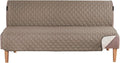 H.VERSAILTEX Reversible Futon Cover Water Repellent Armless Sofa Slipcover Washable Furniture Protector with Adjustable Elastic Strap Anti-Slip Futon Bed Cover for Dogs 70" Width(Taupe Brown/Beige)