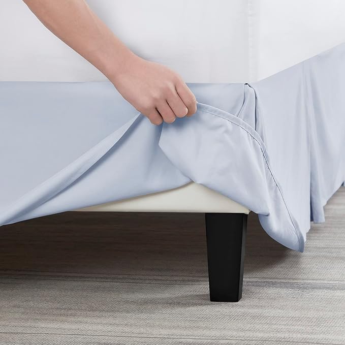 Nestl Ice Blue Full XL Bed Skirt - Full XL Size Bed Skirt 14 Inch Drop - Brushed Microfiber Bed Skirts - Hotel Quality Pleated Bed Skirt - Shrinkage & Fade Resistant
