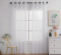 PI Beige Sheer Curtains Grommet Panels,Elegant Sheer Polyester Curtains for Patio/Sliding Door Room 2 Panels (W52 X L90, Beige) Visit The Store
