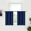 BGment Blackout Kitchen Curtains for Over Sink 30 Inch Length - Short Half Drapes with Rod Pocket Privacy for Bathroom Cafe Window, Navy Blue, 2 Panels, 29 x 30 Inch