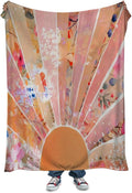 Orange Boho Sun Throw Blanket 30Wx40H Inch Bohemian Minimalist Art Boys Girls Abstract Colorful Flower Aesthetic Blankets Warm Fuzzy Throw Blanket for Sofa Bed Throws Birthday Presents