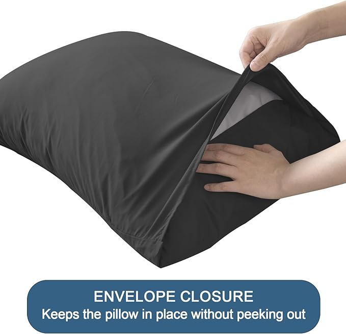 SPRINGSPIRIT RV Queen Sheets, Super Soft RV Short Queen Sheets for RV Camper, 4 Piece Bed Sheets Set Deep Pockets, Extra Soft and Breathable Bedding Sheets, Black