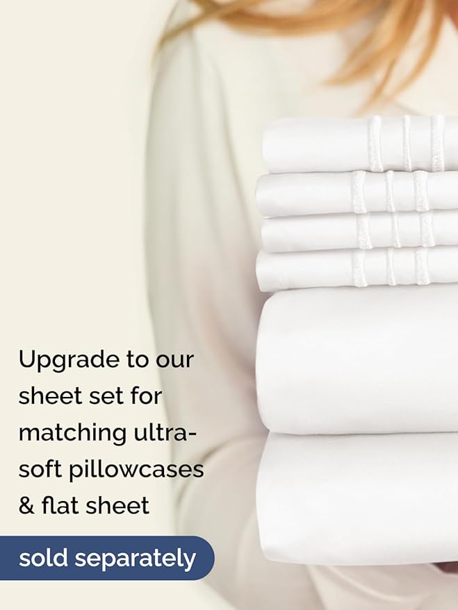 Extra Deep Queen Fitted Sheet - Hotel Luxury Single Fitted Sheet Only - Easily Fits 18 inch to 24 inch Mattress - Ultra Soft, Wrinkle Free with Extra Deep Pockets - Breathable & Comfy - Antique White