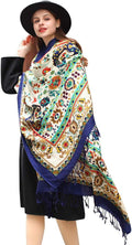 DANA XU 100% Merino Wool Pashmina Shawl for Women 96"x43", Oversized Cashmere Wrap with Tassels, Floral Travel Blanket Cape