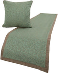 The HomeCentric King/Queen/Twin Blue & Beige Designer Twin 53"x18" Bed Runner with 2 Pillow Cover, Damask Bed Scarf on Jacquard Fabric - Arabella