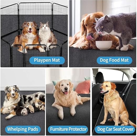 Dog Playpen Mat Pads, Puppy Pads for Dogs Training, Whelping, Housebreaking, Incontinence, Kennel, Reusable, Absorbent, Waterproof, Non-Slip, Washable, 34" x 52", Black