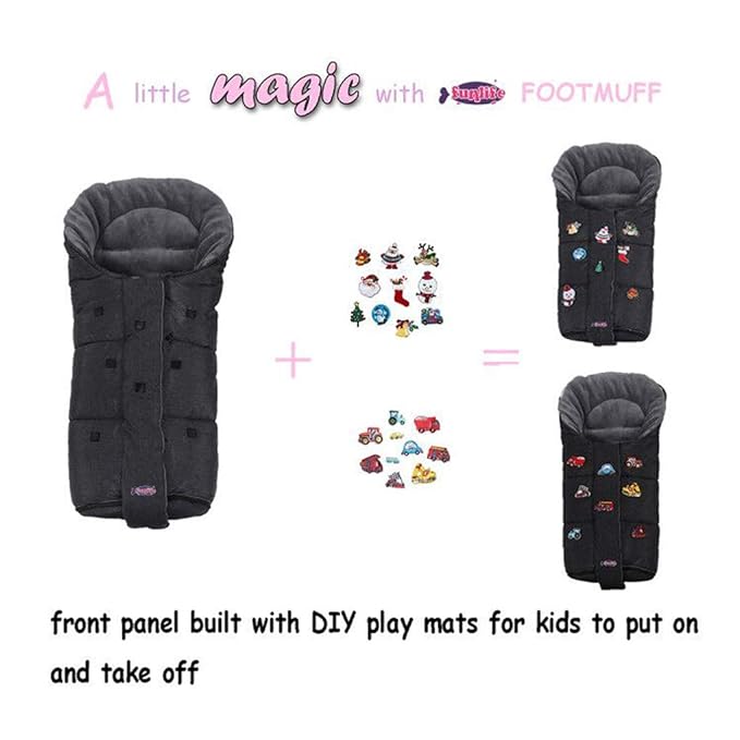 Christmas Uniuqe Waterproof Winter Stroller Bunting Bag Todder,Width Adjustable, Anti-Dirt,Foot area Open, Hoodie, All Features Needed for Baby Stroller Footmuff