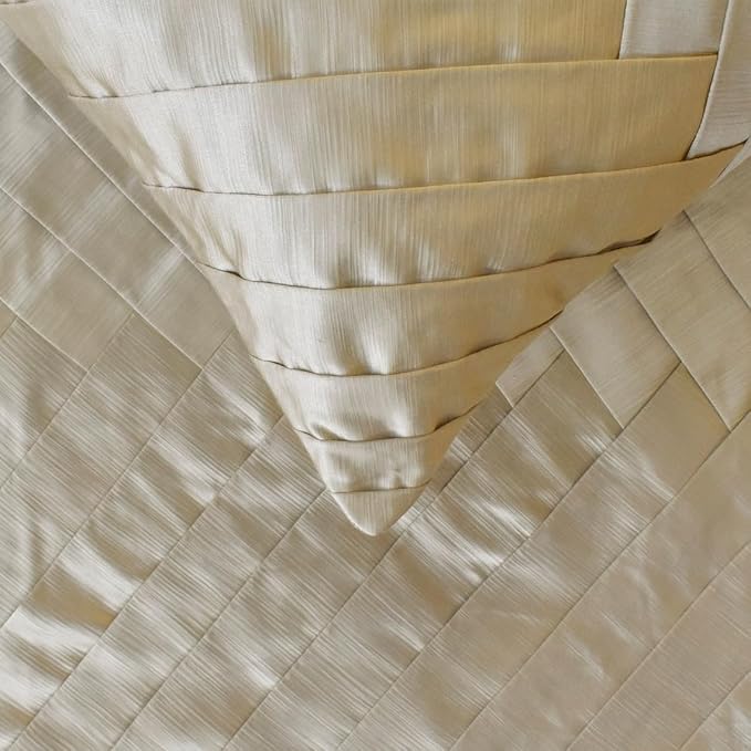 The HomeCentric King/Queen/Twin Ivory Designer Queen 74"x18" Bed Runner Without Pillow Cover, Pintucks, Textured & Satin Bed Scarf on Satin Fabric - Glazed Satin