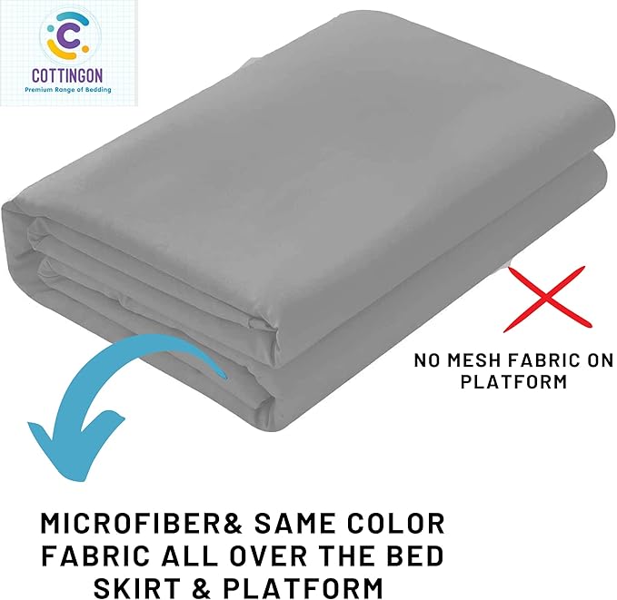 Ruffled Bed Skirt with Split Corners-Dust Ruffle - 12" Drop 100% Microfiber Soft,Sheen & Luxurious Look - Bed Skirts (Light Grey -Queen)