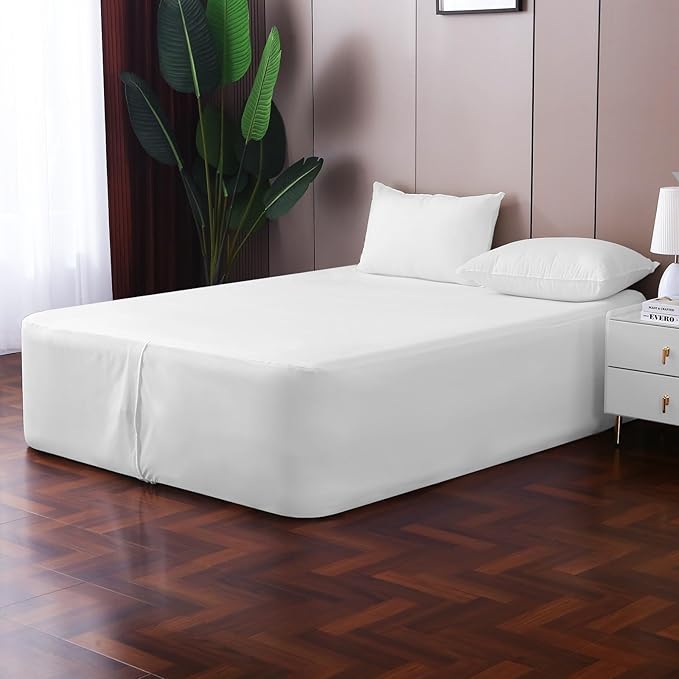 Full Fitted Sheet for Air Mattress,with 24 Inch Extra Deep Pockets,Ultra Soft Durable Breathable Bed Sheets Cover for Inflatable Air Bed,with Pump Opening,Inflate at Any Time-White