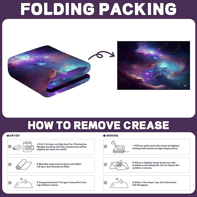 Galaxy Area Rug Space Nebula Bedroom Living Room for Girls Kids Boys Carpet Vortex Throw Rugs Purple Blue Cloud Floor Mat 63 in x 31 in