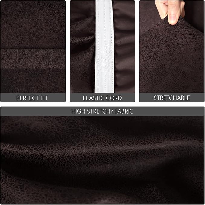 molasofa Leather Like Stretch Futon Slipcover Armless Futon Bed Sofa Cover Furniture Protector with Elastic Bottom, Soft and Washable Futon Cover for Sofa Bed Stay in Place（Medium，Chocolate）