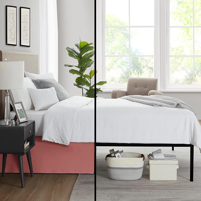 Nestl Pink Clay Twin Bed Skirt - Twin Size Bed Skirt 14 Inch Drop - Brushed Microfiber Bed Skirts - Hotel Quality Pleated Bed Skirt - Shrinkage & Fade Resistant