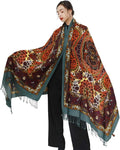 DANA XU 100% Merino Wool Pashmina Shawl for Women 96"x43", Oversized Cashmere Wrap with Tassels, Floral Travel Blanket Cape