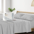Mayfair Linen 100% Cotton Striped Sheets King Size Bed Set - 500 Thread Count Damask Sheets King Size 4 PC Set (Silver Grey Stripe), Soft, Cooling, Sateen Weave Hotel-Quality 16" Deep Pocket Bedsheet