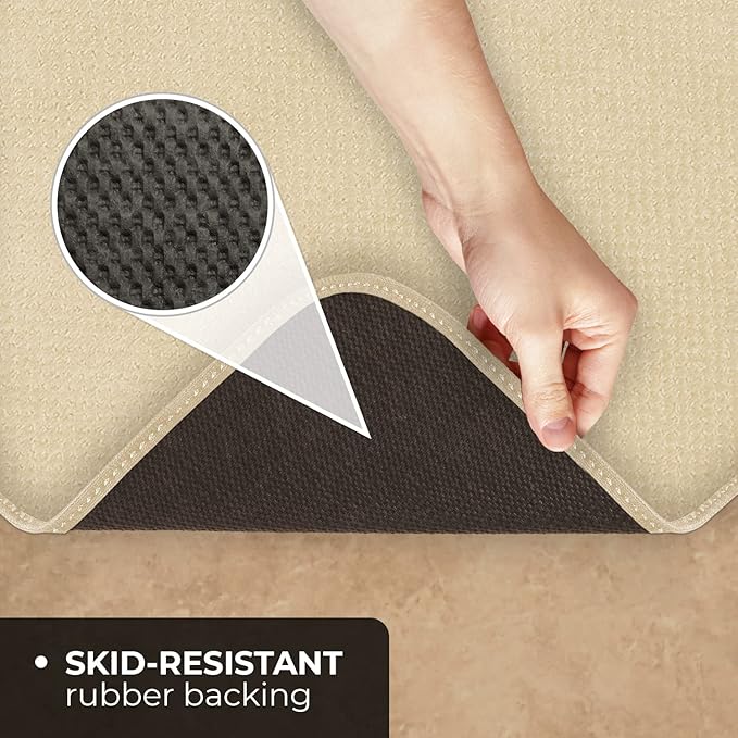 House, Home and More Skid-Resistant Carpet Indoor Area Rug Floor Mat - Ivory Cream - 6 Ft X 9 Ft - Non Slip Rubber Backing, Stain Resistant, Dog Friendly, Living Room Bedroom Kitchen Entryway