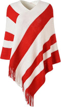 Ferand Women's Striped Poncho Sweater Cozy Knit Fringe Shawl Wraps for Fall Winter