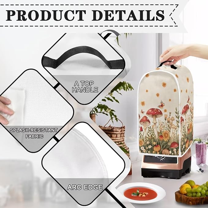 Mushroom Blender Cover for Kitchen Blender Dust Cover Reusable Food Processor Dust Cover Easy to Install Kitchen Appliance Cloth Cover Novelty Tabletop Decor Gift for Friends