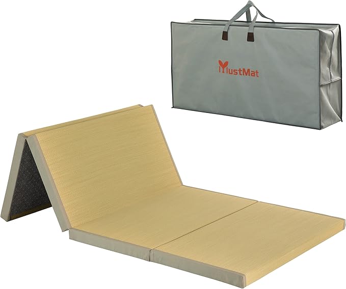MustMat Thick Tatami Mat Twin XL Floor Mattress Japanese Tatami Bed with Storage Bag 39 x 80 x 2 in (Gray)