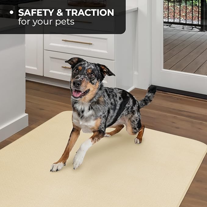 House, Home and More Skid-Resistant Carpet Indoor Area Rug Floor Mat - Ivory Cream - 3 Ft X 3 Ft - Non Slip Rubber Backing, Stain Resistant, Dog Friendly, Living Room Bedroom Kitchen Entryway