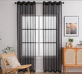 PI Sheer Curtains 95 Inches Length with Grommets,Soft Voile Textured,Modern Home Decoration Draperies for Villa/Loft 2 Panels (W52 X L95, Black)