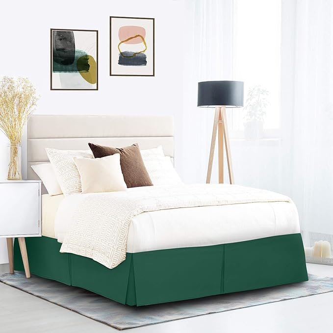 Nestl Hunter Green Twin XL Bed Skirt - Twin XL Size Bed Skirt 14 Inch Drop - Brushed Microfiber Bed Skirts - Hotel Quality Pleated Bed Skirt - Shrinkage & Fade Resistant