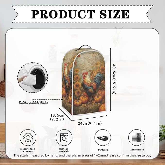 Retro Blender Cover for Kitchen Resistance Food Processor Dust Cover with Handle Easy Clean Coffee Machine Dust Protector Covers for Kitchen Countertop Fall Decoration