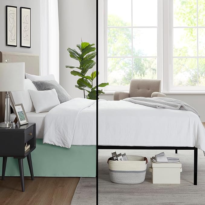 Nestl Sage Green Bed Skirt Queen Size - Queen Bed Skirt 14 Inch Drop - Brushed Microfiber Bed Skirts - Hotel Quality Pleated Bed Skirt - Shrinkage & Fade Resistant