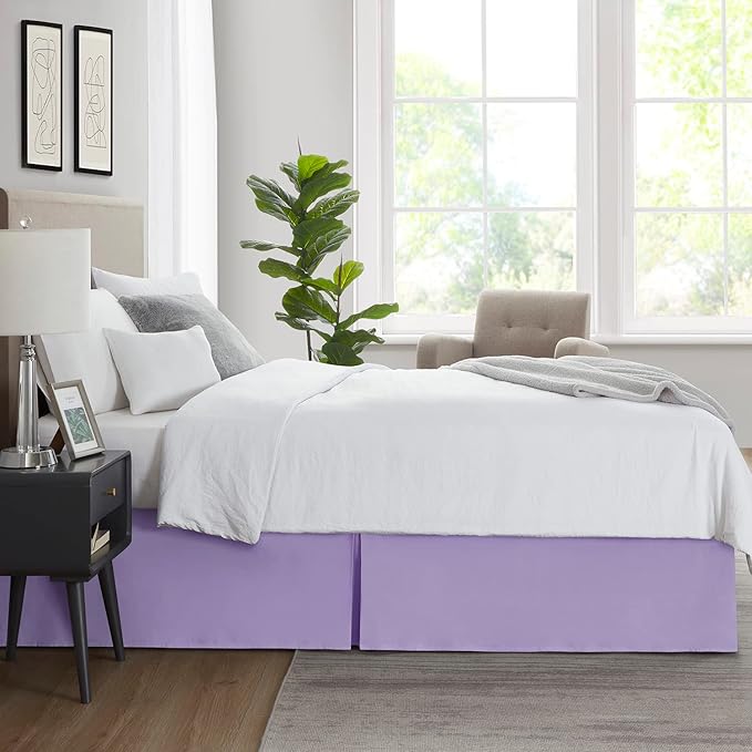 Nestl Lavender Bed Skirt Cal King Size - Cal King Bed Skirt 14 Inch Drop - Brushed Microfiber Bed Skirts - Hotel Quality Pleated Bed Skirt - Shrinkage & Fade Resistant