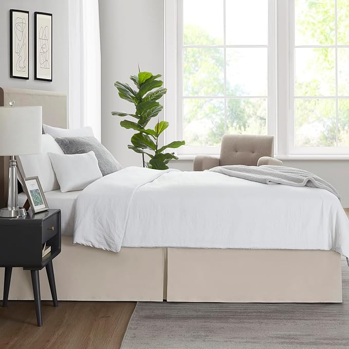 Nestl Silver Bed Skirt Queen Size - Queen Bed Skirt 14 Inch Drop - Brushed Microfiber Bed Skirts - Hotel Quality Pleated Bed Skirt - Shrinkage & Fade Resistant