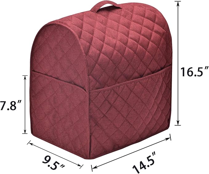 Stand Mixer Cover compatible with Kitchenaid Mixer, Fits All Tilt Head & Bowl Lift Models with 3 Organizer Bag for Accessories. (Dark Red, For Bowl Lift 5-8 Quart)…